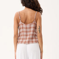 AFENDS BREE SEERSUCKER SLEEVELESS TOP - DESERT CHECK