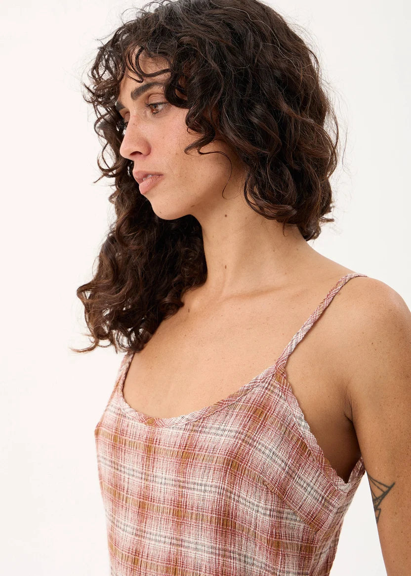 AFENDS BREE SEERSUCKER SLEEVELESS TOP - DESERT CHECK