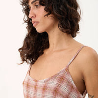 AFENDS BREE SEERSUCKER SLEEVELESS TOP - DESERT CHECK