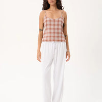 AFENDS BREE SEERSUCKER SLEEVELESS TOP - DESERT CHECK