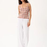 AFENDS BREE SEERSUCKER SLEEVELESS TOP - DESERT CHECK