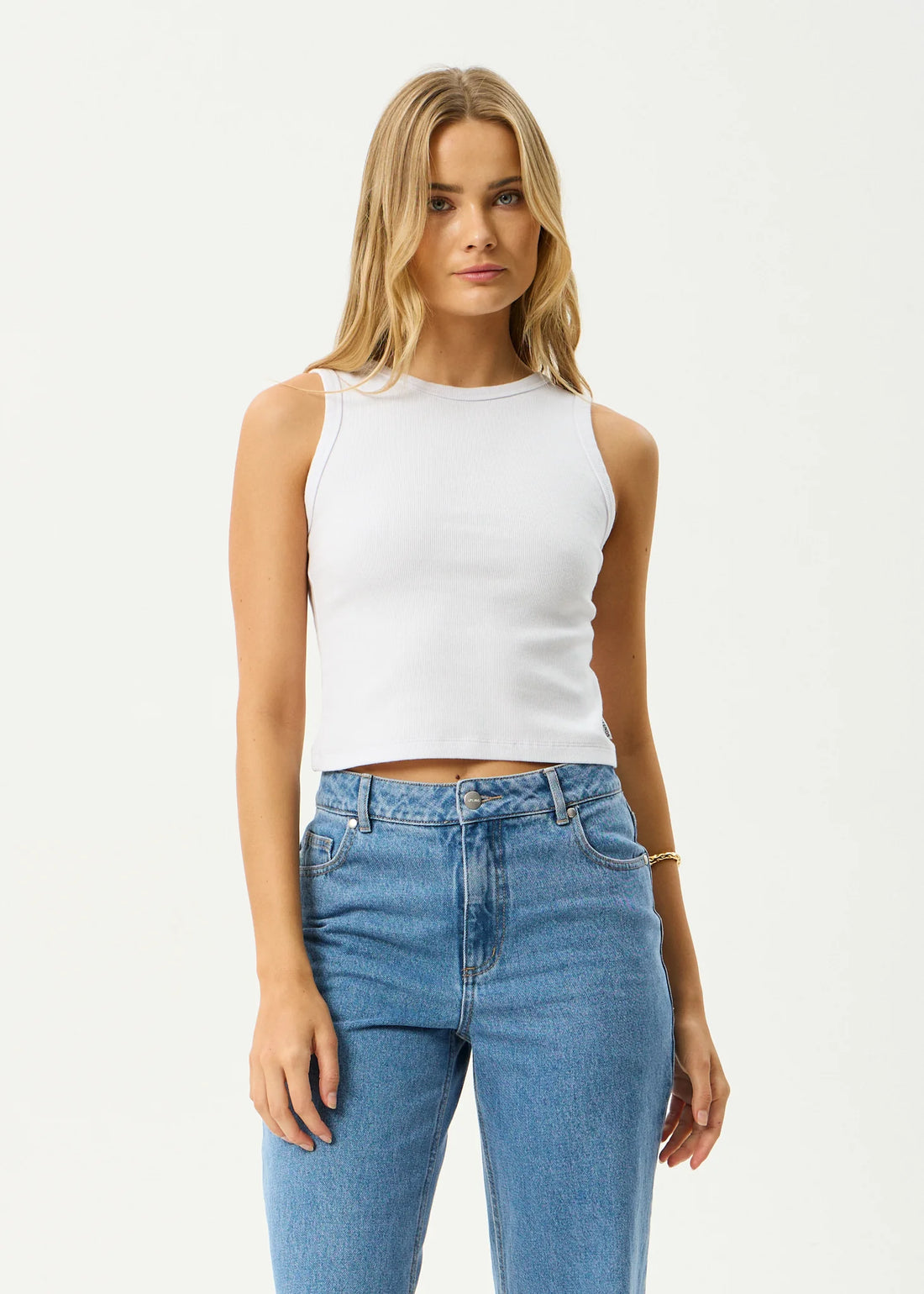AFENDS CHARLIE RIB SINGLET - WHITE