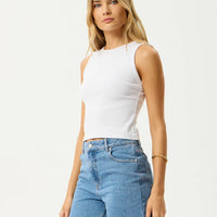 AFENDS CHARLIE RIB SINGLET - WHITE