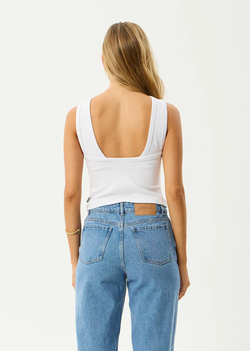 AFENDS CHARLIE RIB SINGLET - WHITE