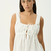 AFENDS CHERRIE BLANC ORGANIC TIE TOP - WHITE