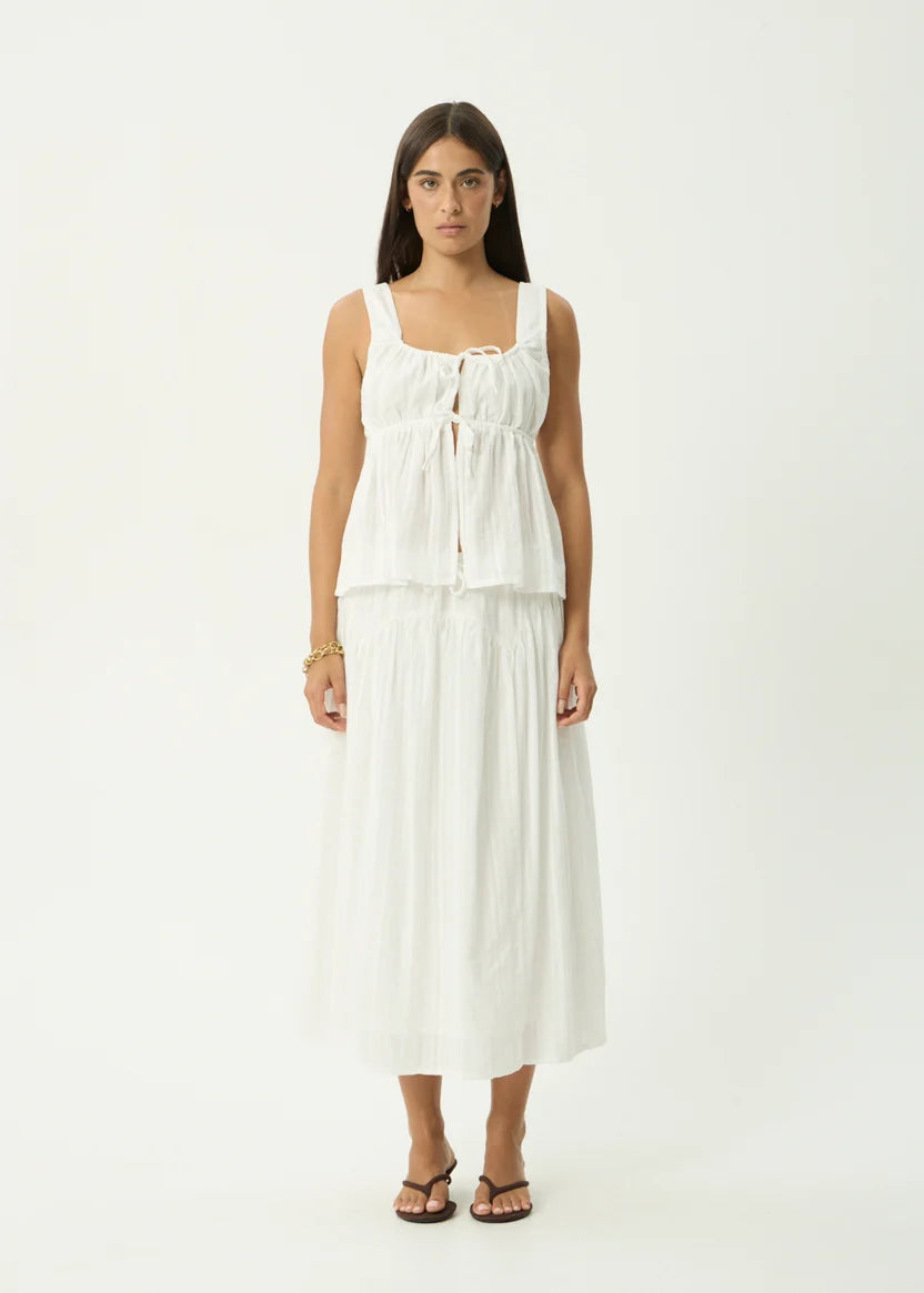 AFENDS CHERRIE BLANC ORGANIC TIE TOP - WHITE