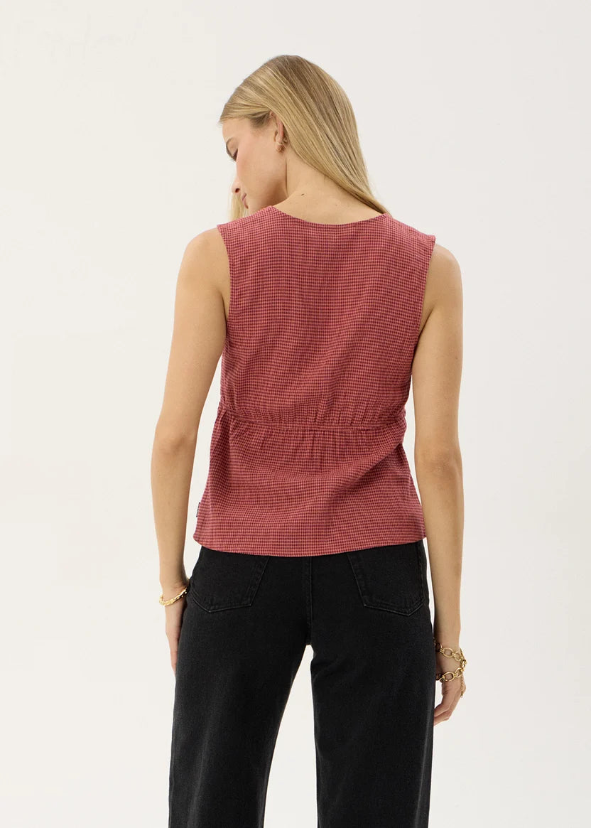 AFENDS DAHLIA - SHORT SLEEVE TOP - INDY ROSE CHECK