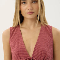 AFENDS DAHLIA - SHORT SLEEVE TOP - INDY ROSE CHECK
