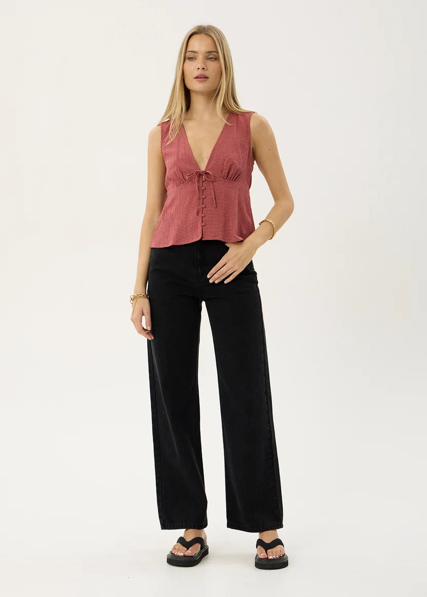 AFENDS DAHLIA - SHORT SLEEVE TOP - INDY ROSE CHECK