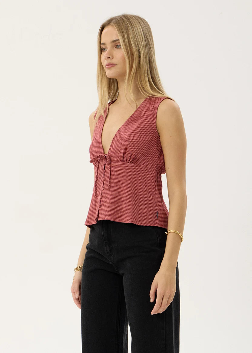 AFENDS DAHLIA - SHORT SLEEVE TOP - INDY ROSE CHECK