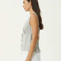 AFENDS DAHLIA DEVON HEMP SLEEVELESS TOP - SILVER BIRCH