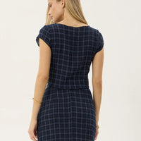 AFENDS DARCY SEERSUCKER TOP - THEA MIDNIGHT CHECK