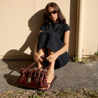 AFENDS ELODIE SEERSUCKER MIDI DRESS - BLACK