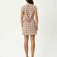 AFENDS ELODIE SEERSUCKER MINI DRESS - DESERT CHECK