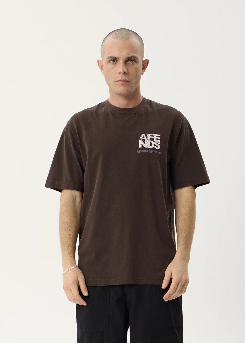 AFENDS FUNNEL RECYCLED RETRO TEE - WASHED COFFEE