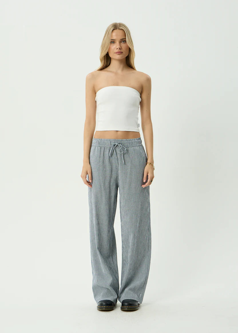 AFENDS HARRIET WIDE LEG PANT - INDY NAVY CHECK