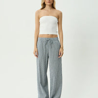 AFENDS HARRIET WIDE LEG PANT - INDY NAVY CHECK