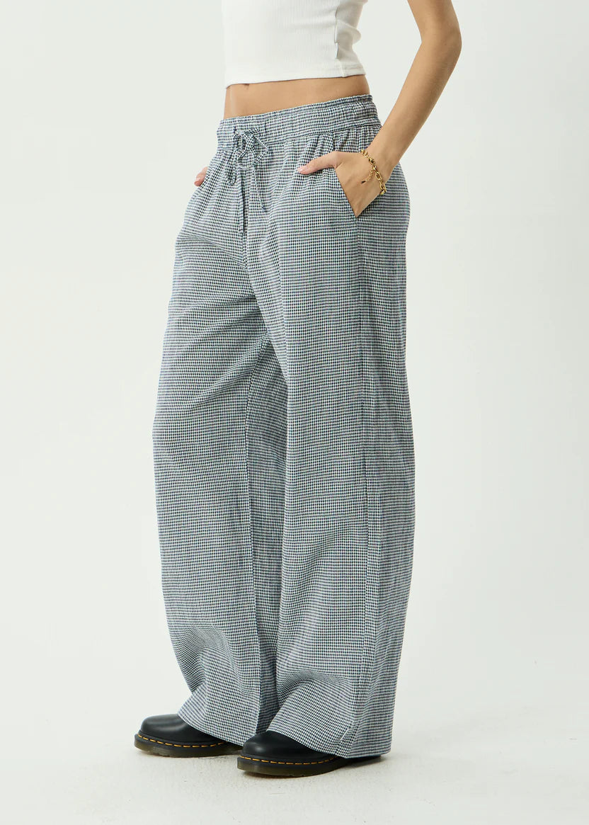 AFENDS HARRIET WIDE LEG PANT - INDY NAVY CHECK
