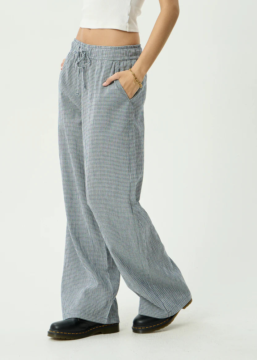 AFENDS HARRIET WIDE LEG PANT - INDY NAVY CHECK