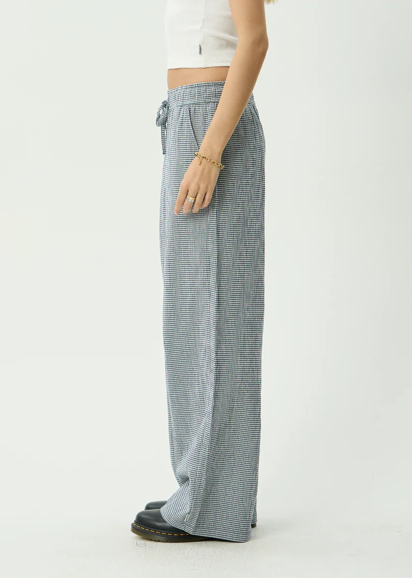 AFENDS HARRIET WIDE LEG PANT - INDY NAVY CHECK