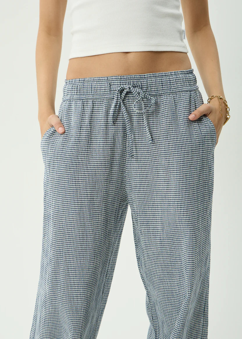 AFENDS HARRIET WIDE LEG PANT - INDY NAVY CHECK