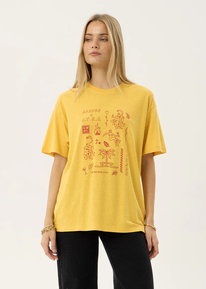 AFENDS HOLLY HEMP OVERSIZED TEE - MANGO