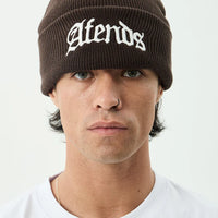 AFENDS HOME RECYCLED CUFFED BEANIE - COFFEE