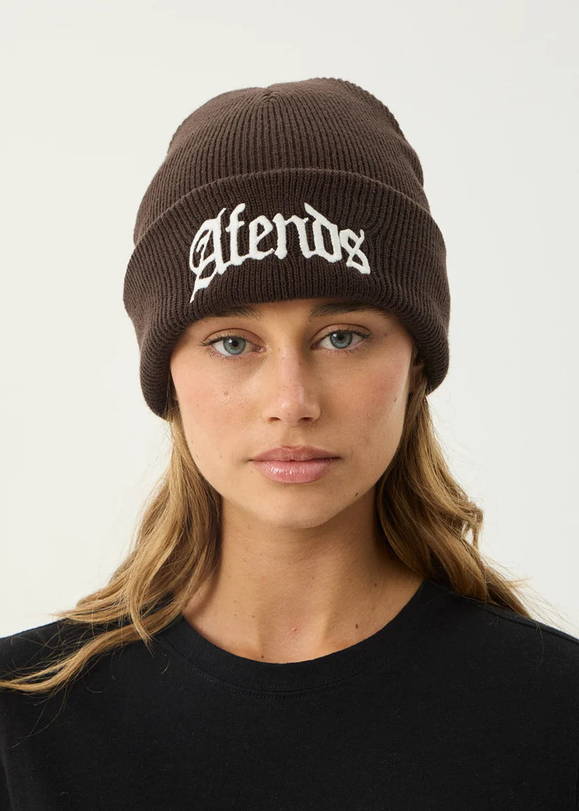 AFENDS HOME RECYCLED CUFFED BEANIE - COFFEE