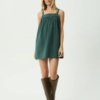 AFENDS INKA SEERSUCKER MINI DRESS - REVERB PINE CHECK