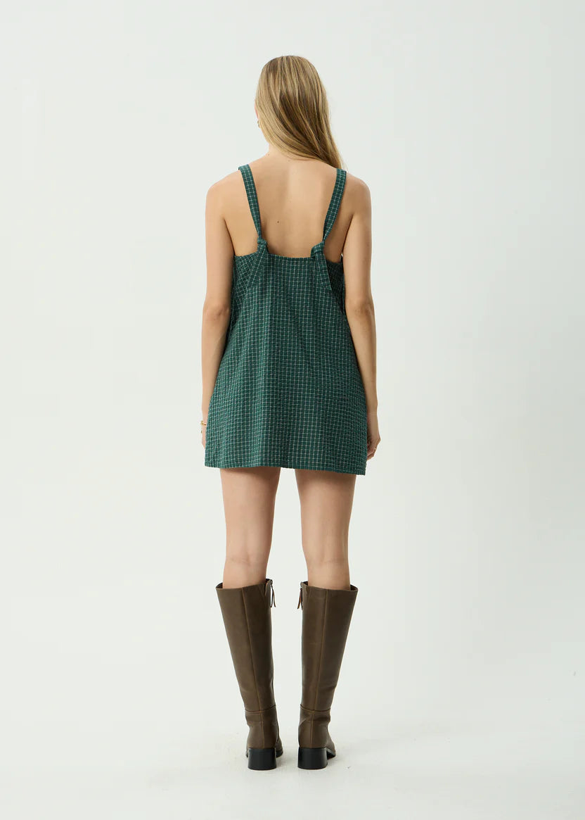 AFENDS INKA SEERSUCKER MINI DRESS - REVERB PINE CHECK