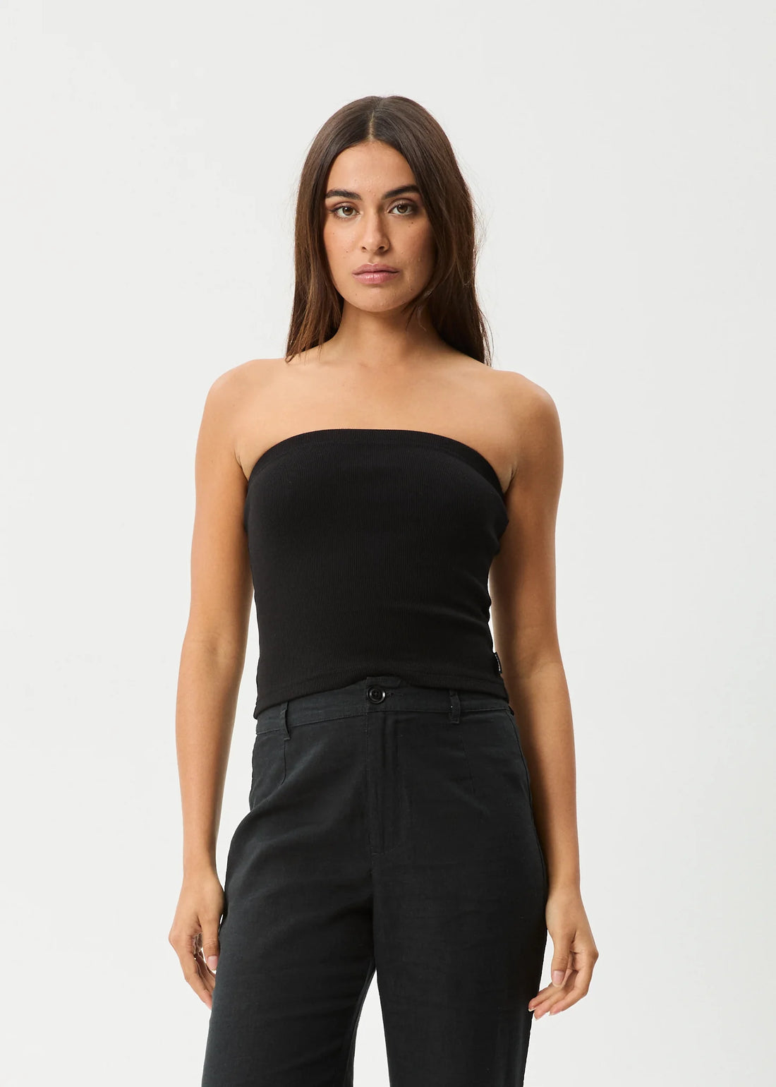AFENDS JAMIE RIB TUBE TOP - BLACK