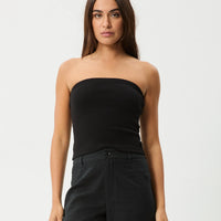 AFENDS JAMIE RIB TUBE TOP - BLACK