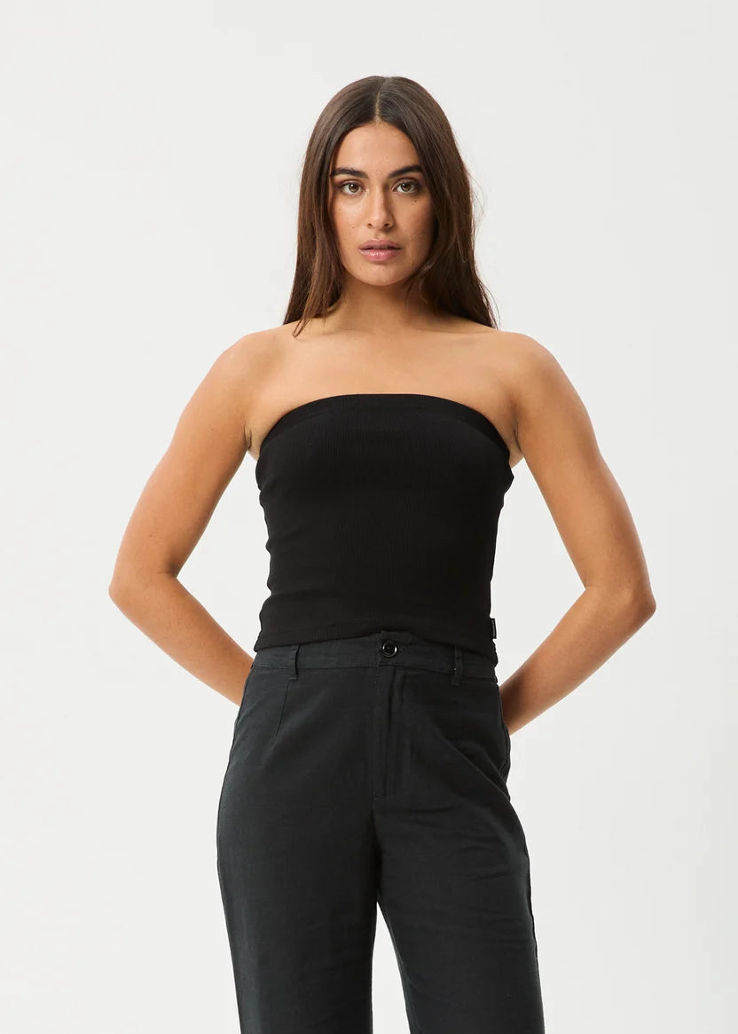 AFENDS JAMIE RIB TUBE TOP - BLACK