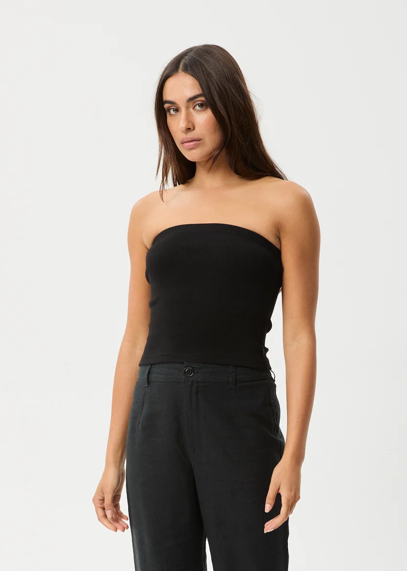 AFENDS JAMIE RIB TUBE TOP - BLACK