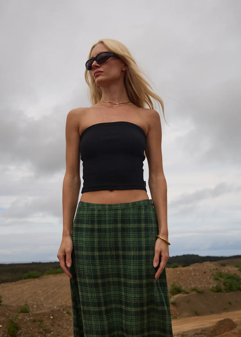 AFENDS JAMIE RIB TUBE TOP - BLACK