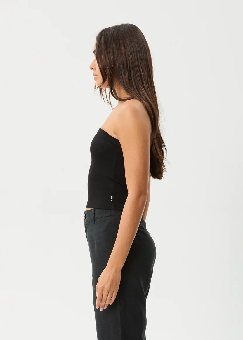 AFENDS JAMIE RIB TUBE TOP - BLACK