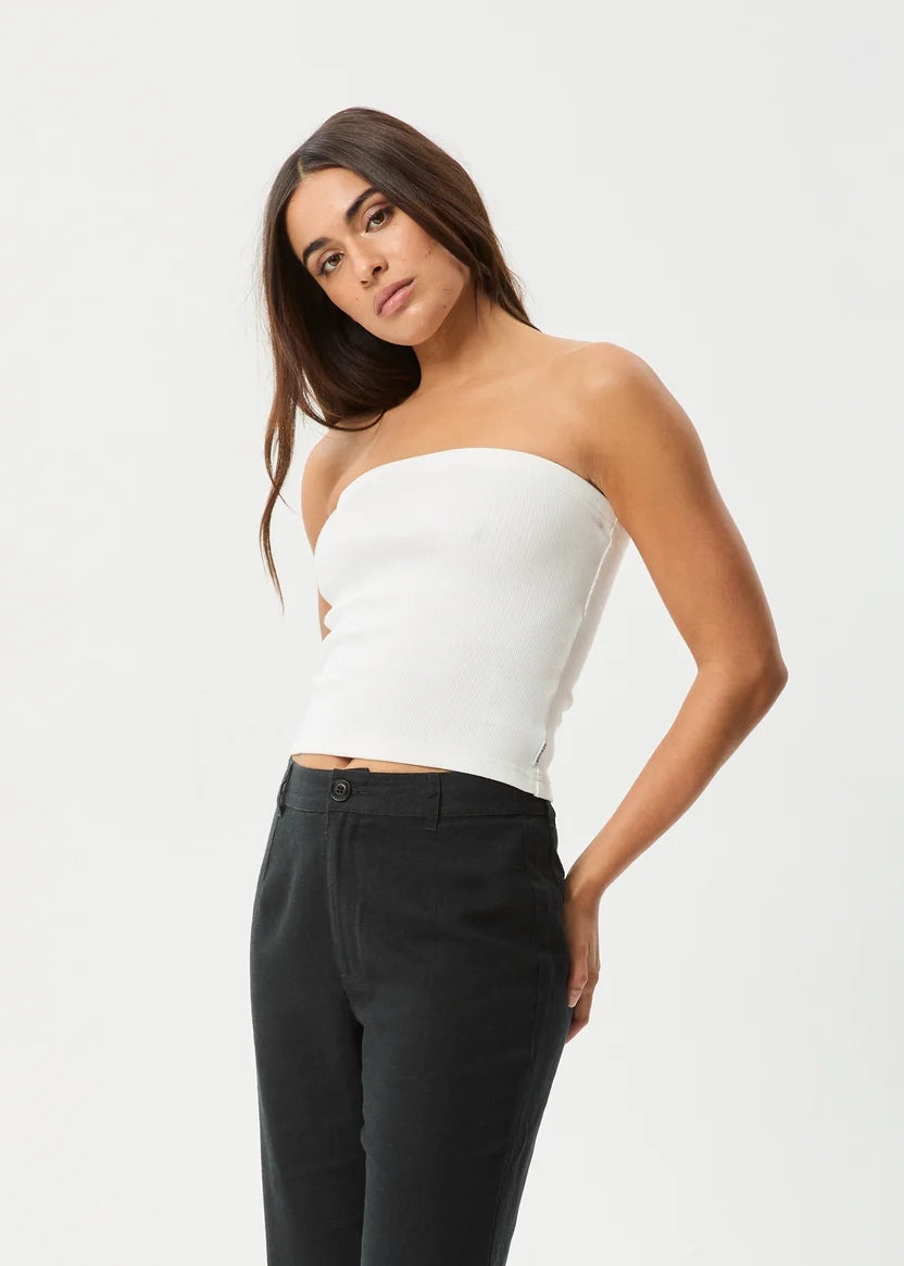 AFENDS JAMIE RIB TUBE TOP - WHITE