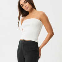 AFENDS JAMIE RIB TUBE TOP - WHITE