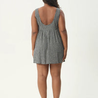 AFENDS JESSE  SEERSUCKER MINI DRESS - STEEL CHECK