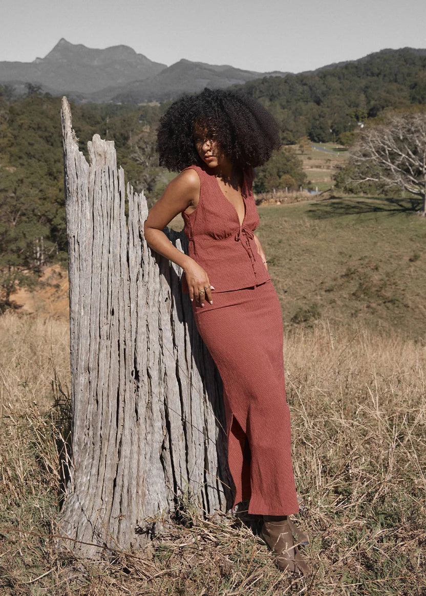 AFENDS KALI MAXI SKIRT - INDY ROSE CHECK
