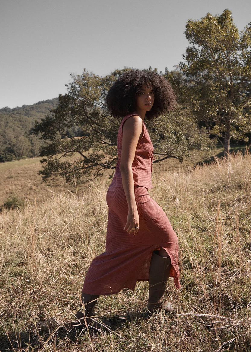 AFENDS KALI MAXI SKIRT - INDY ROSE CHECK