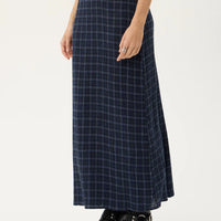 AFENDS LITA SEERSUCKER MAXI SKIRT - THEA MIDNIGHT CHECK