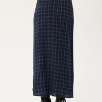 AFENDS LITA SEERSUCKER MAXI SKIRT - THEA MIDNIGHT CHECK