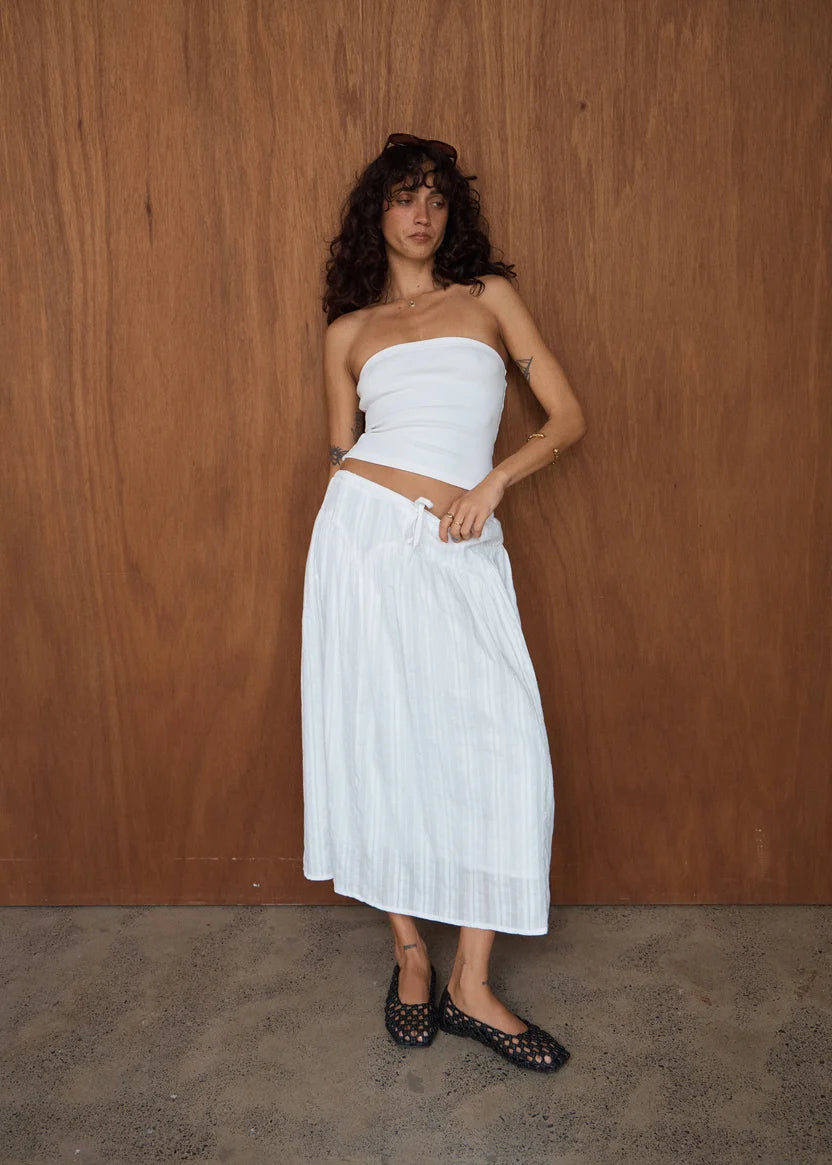 AFENDS MARLOW BLANC MIDI SKIRT - WHITE