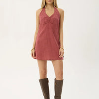 AFENDS MONTANA HALTER MINI DRESS - INDY ROSE CHECK