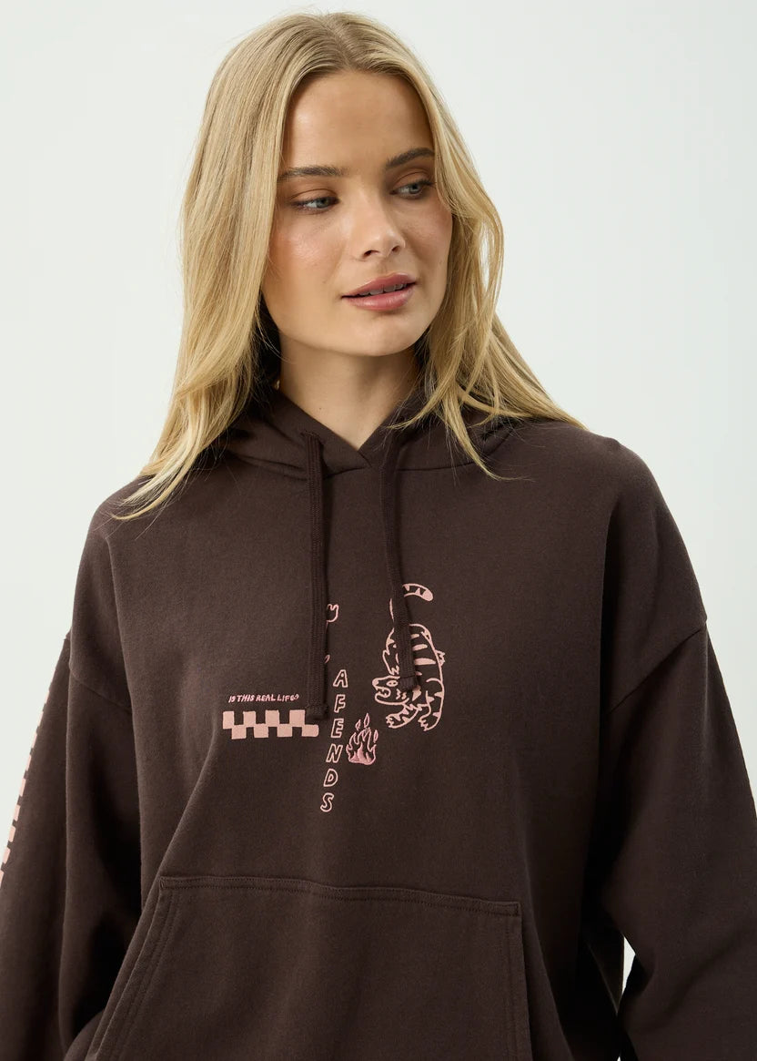 AFENDS REALITY CHECK RECYCLED BOXY PULL ON - COFFEE