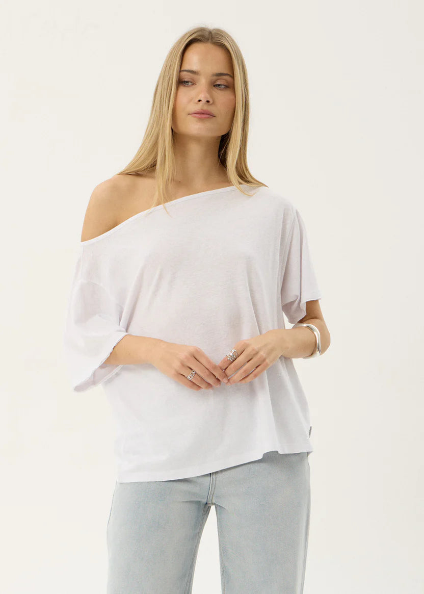AFENDS SABINA OFF SHOULDER TEE - WHITE