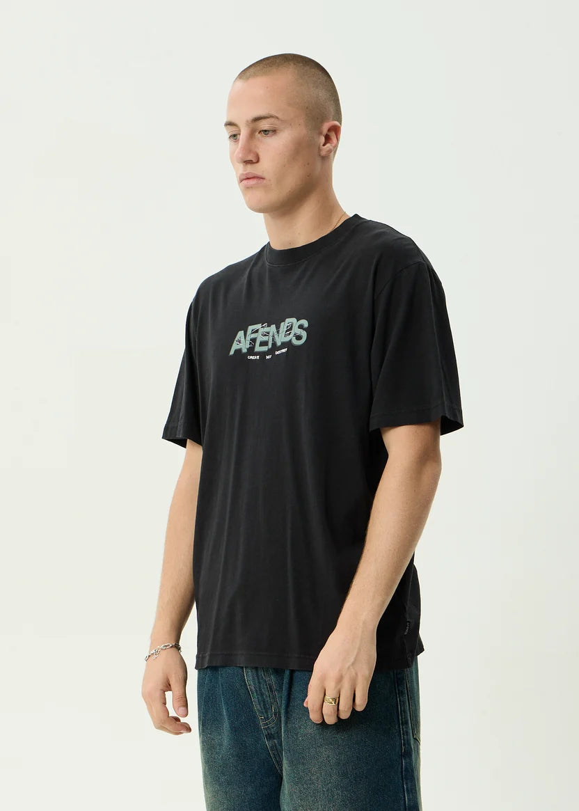 AFENDS SAFETY RETRO TEE - STONE BLACK