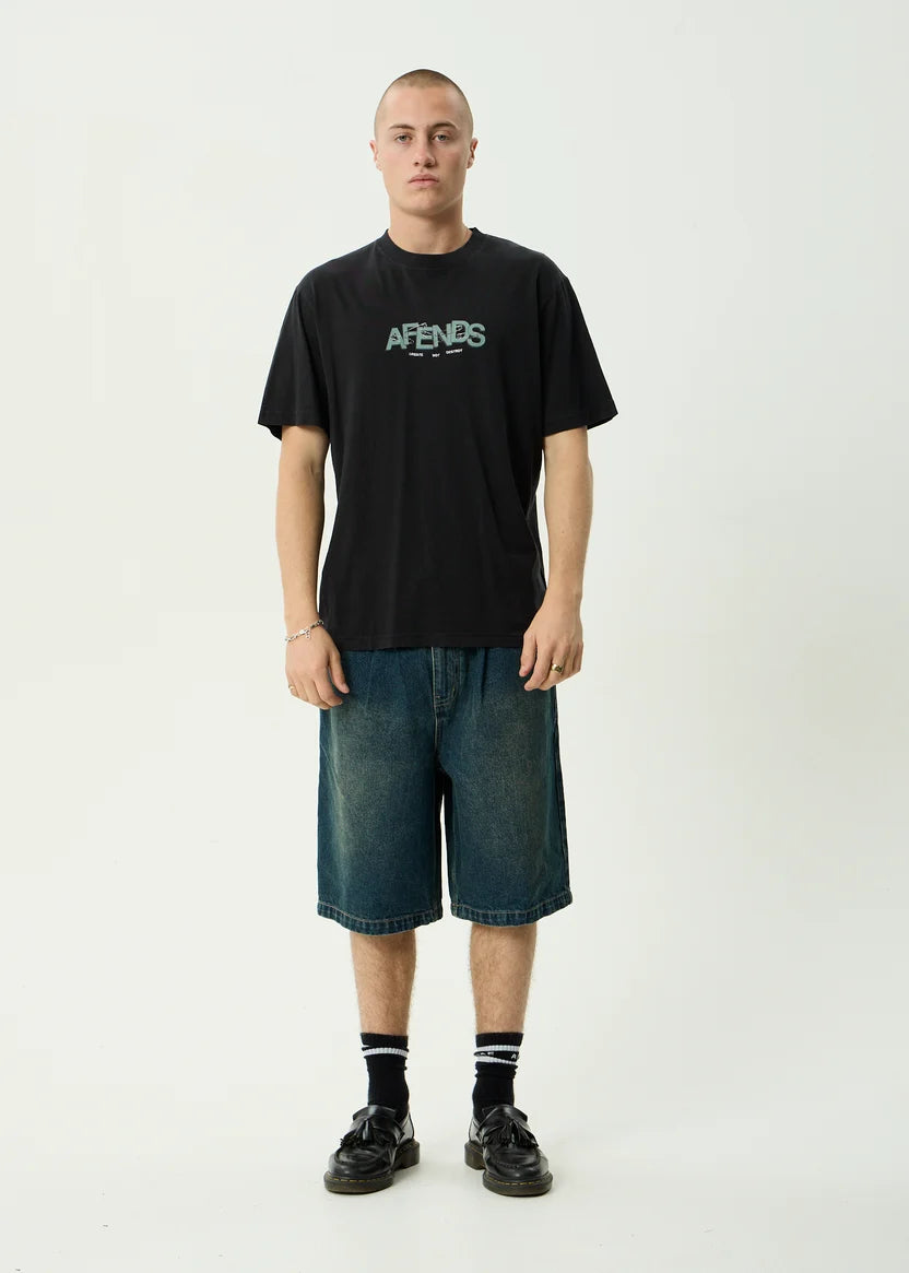 AFENDS SAFETY RETRO TEE - STONE BLACK