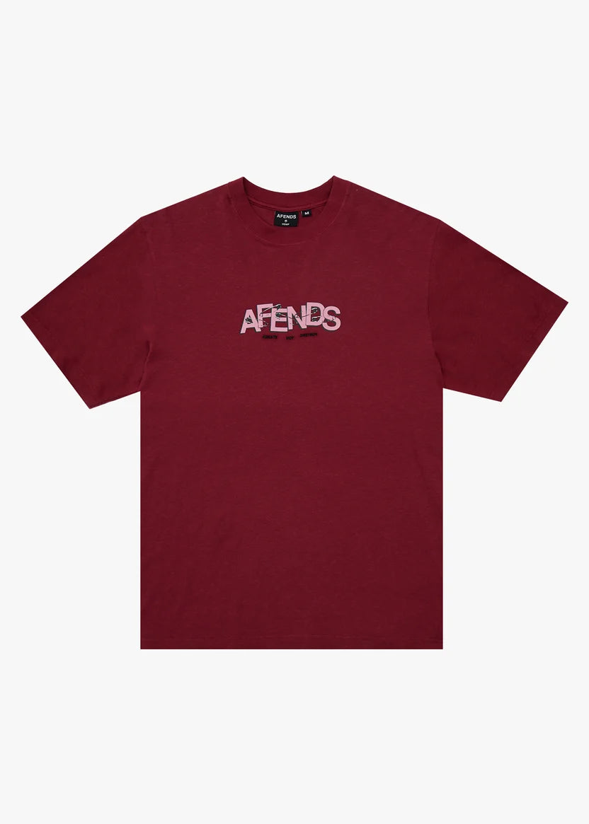 AFENDS SAFETY RETRO TEE - WASHED BURGUNDY